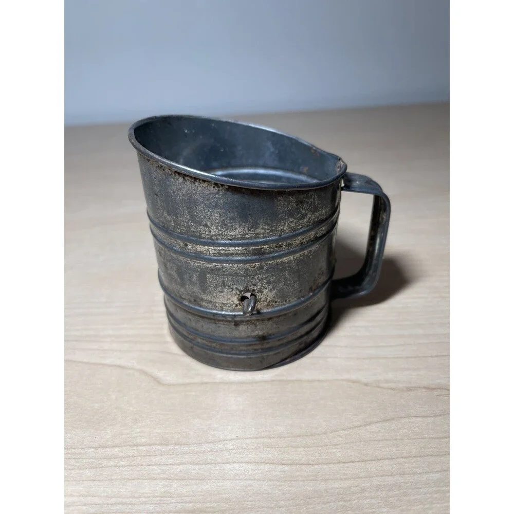 Vintage TWO 2-Cup Hand Crank Flour Sifters - Made in the USA